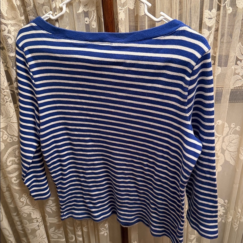 Ralph Lauren Navy and White Striped Shirt - Picture 2 of 5